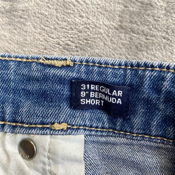 Gap Bermuda Denim Shorts Men's Size 31 Blue Jorts Distressed Longer 11" - Picture 4 of 9